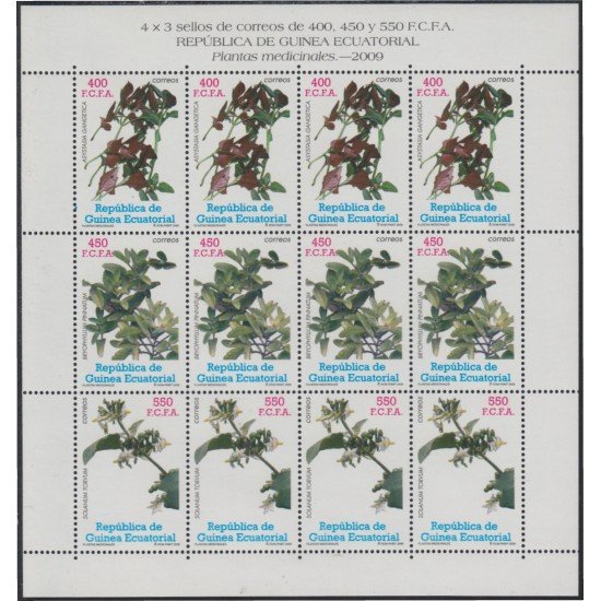 Guinea Ecuatorial 418/20 2009 Minihojita Plantas medicinales MNH