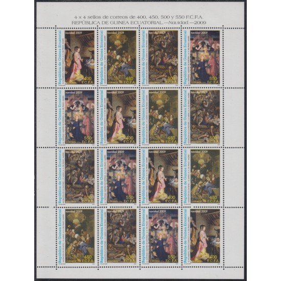 Guinea Ecuatorial 426/29 2009 Minihojita Navidad Chritsmas MNH
