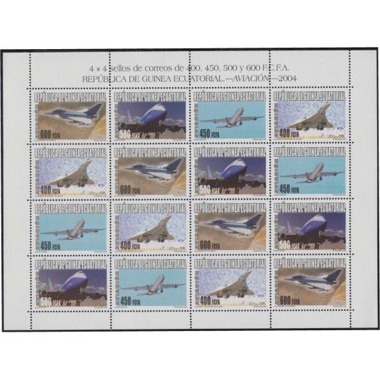 Guinea Ecuatorial 345/48 2005 Aviación Minihojitas MNH