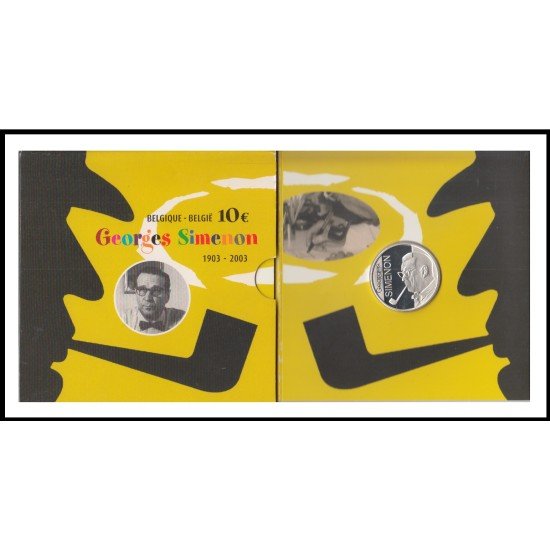 Bélgica 2003 Cartera Oficial 10 € euro Set Georges Simenon Pipa Bélgica 2003 Cartera Oficial 10 € euro Set Georges Simenon Pipa