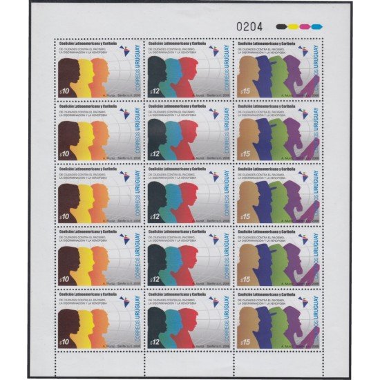 Uruguay 2373/75 2008 Coalición Latinoamericana y del caribe contra el racismo MN Uruguay 2373/75 2008 Coalición Latinoamericana y del caribe contra el racismo MN