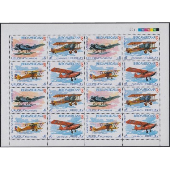 Uruguay 1752/55 1998 Iberoamericana 98 Aviones antiguos MNH Uruguay 1752/55 1998 Iberoamericana 98 Aviones antiguos MNH