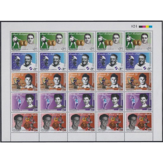 Uruguay 1589/93 1996 Deportistas célebres MNH Uruguay 1589/93 1996 Deportistas célebres MNH
