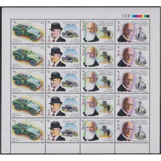 Uruguay 1686/89 1997 Aniversario en el mundo del automovilismo MNH Uruguay 1686/89 1997 Aniversario en el mundo del automovilismo MNH