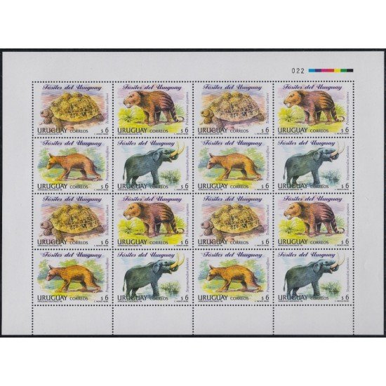 Uruguay 1708/11 1998 Fauna Fósiles MNH Uruguay 1708/11 1998 Fauna Fósiles MNH