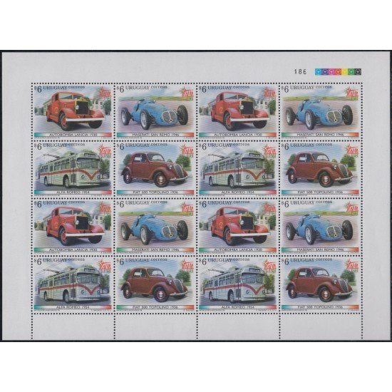Uruguay 1762/65 1998 Italia 98 Exposición filatélica Vehículos Antiguos MNH Uruguay 1762/65 1998 Italia 98 Exposición filatélica Vehículos Antiguos MNH