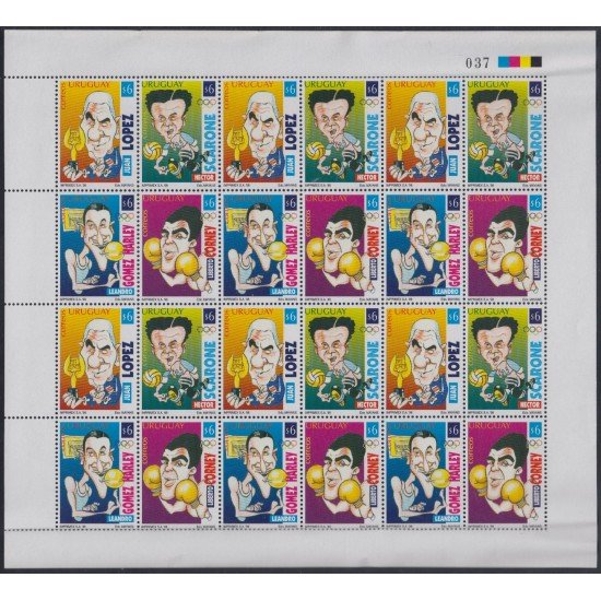 Uruguay 1783/86 1998 Deportes uruguayos caricaturas MNH Uruguay 1783/86 1998 Deportes uruguayos caricaturas MNH