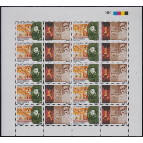 Uruguay 1913/14 2000 Georges Bizet Giaccomo Puccini Óperas Carmen y Tosca MNH