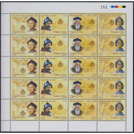 Uruguay 2070/73 2003 500 Años del cuarto viaje de Cristóbal Colón MNH