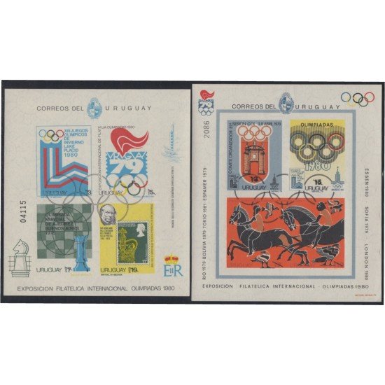 Uruguay HB 31/32 1979 Exposición Filatélica Int.Juegos olímpicos de 1980 MNH Uruguay HB 31/32 1979 Exposición Filatélica Int.Juegos olímpicos de 1980 MNH