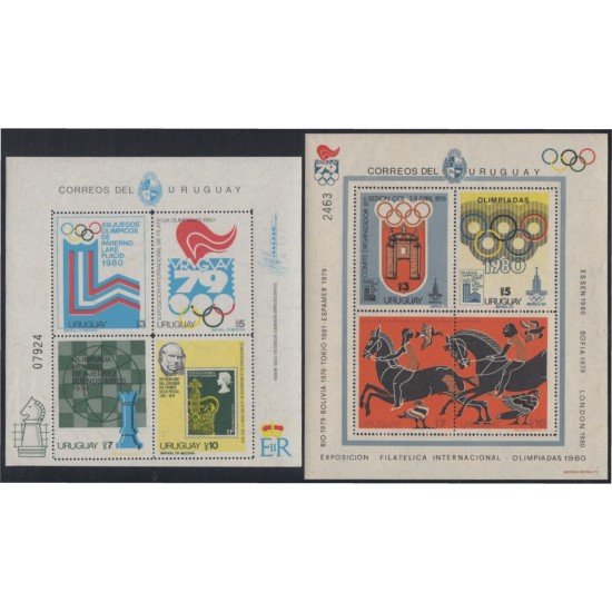 Uruguay HB 31/32 1979 Exposición Filatélica Int.Juegos olímpicos de 1980 MNH Uruguay HB 31/32 1979 Exposición Filatélica Int.Juegos olímpicos de 1980 MNH