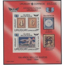 Uruguay HB 46 1993 150º Aniversario de los primeros timbres suizos MNH Uruguay HB 46 1993 150º Aniversario de los primeros timbres suizos MNH