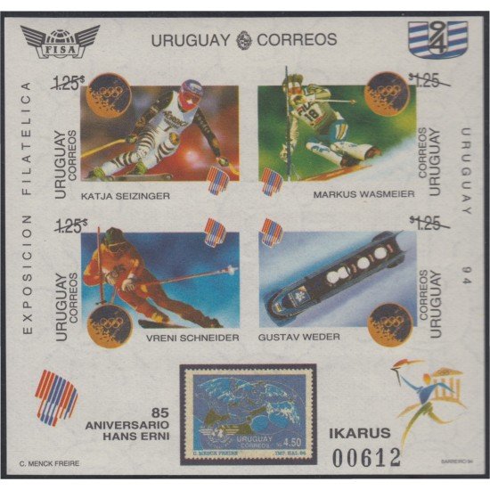 Uruguay HB 47 1994 Uruguay 94 Atletas de Deportes de Invierno MNH Uruguay HB 47 1994 Uruguay 94 Atletas de Deportes de Invierno MNH