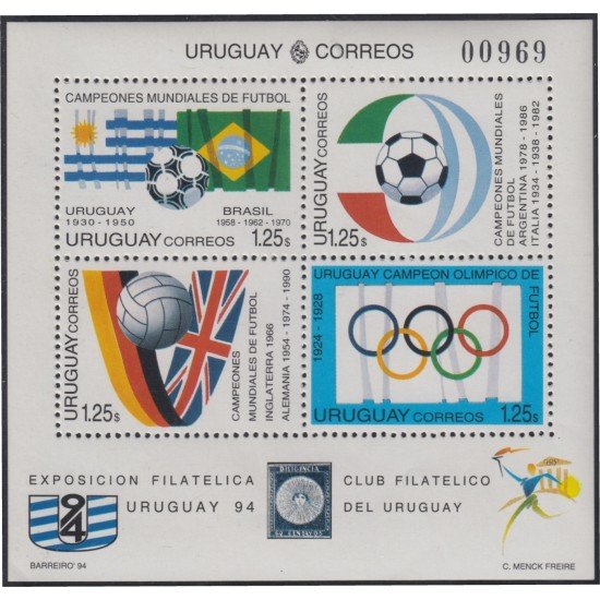 Uruguay HB 48 1994 Uruguay 94 Copa del mundo de fútbol en EU MNH Uruguay HB 48 1994 Uruguay 94 Copa del mundo de fútbol en EU MNH