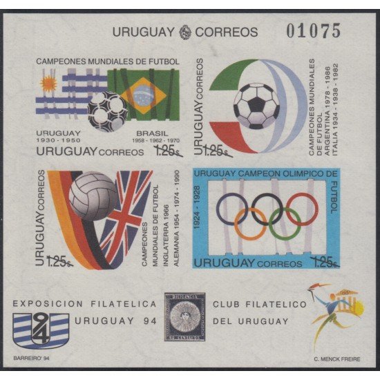 Uruguay HB 48 1994 Uruguay 94 Copa del mundo de fútbol en EU MNH Uruguay HB 48 1994 Uruguay 94 Copa del mundo de fútbol en EU MNH