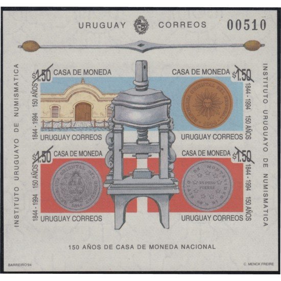 Uruguay HB 50 1994 150 Aniversario de la Casa de la Moneda MNH