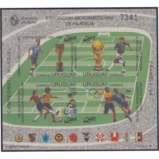 Uruguay HB 56 1996 France 98 Campeonato mundial de fútbol MNH Uruguay HB 56 1996 France 98 Campeonato mundial de fútbol MNH