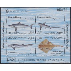 Uruguay HB 59 1996 Estambul 96 Exposición Filatélica Internacional Tiburones MNH Uruguay HB 59 1996 Estambul 96 Exposición Filatélica Internacional Tiburones MNH
