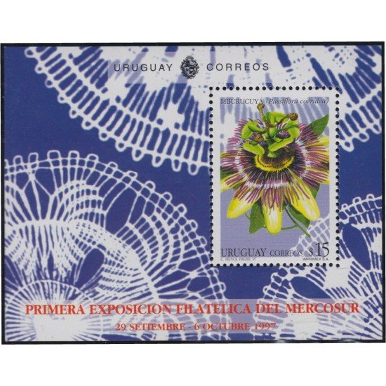 Uruguay HB 62 1997 1º Exposición Filatélica de Mercosur Passiflora MNH Uruguay HB 62 1997 1º Exposición Filatélica de Mercosur Passiflora MNH