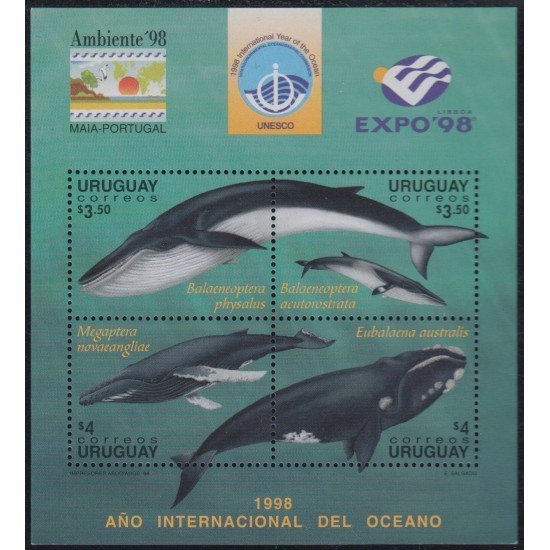 Uruguay HB 70 1998 Año Internacional de los océanos Ballenas MNH Uruguay HB 70 1998 Año Internacional de los océanos Ballenas MNH