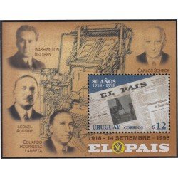 Uruguay HB 71 1998 80º Aniversario del diario El País MNH Uruguay HB 71 1998 80º Aniversario del diario El País MNH