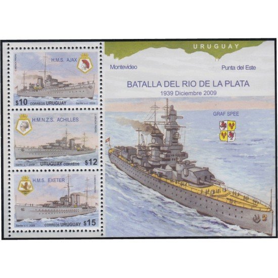 Uruguay HB 89 2009 70º Aniversario de la batalla naval de Río de Plata MNH