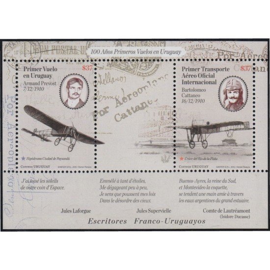 Uruguay HB 91 2010 Personalidades Armand Prevost Bartolomeo Cataneo Avionetas MNH Uruguay HB 91 2010 Personalidades Armand Prevost Bartolomeo Cataneo Avionetas MNH