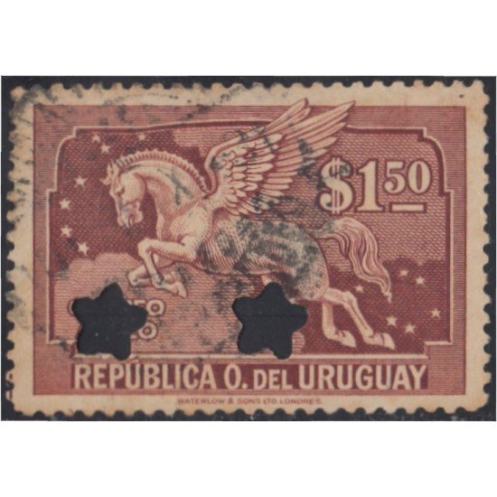 Uruguay A- 36 1929 (27/38) Serie antigua Pegaso Taladro Usado Uruguay A- 36 1929 (27/38) Serie antigua Pegaso Taladro Usado