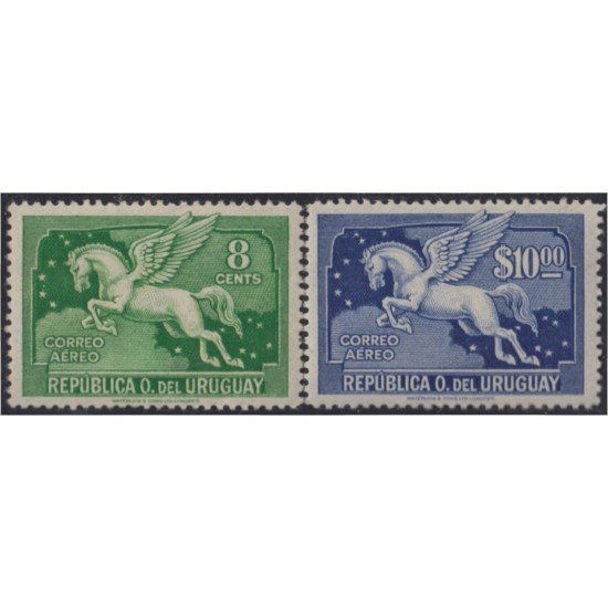Uruguay A- 97/98 1943 Serie antigua Pegaso MNH