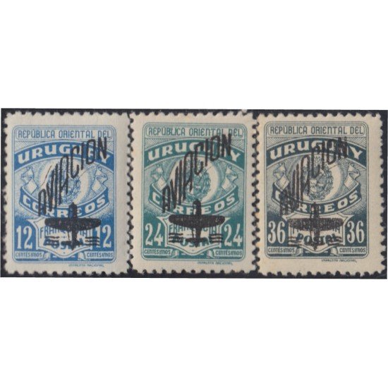 Uruguay A- 140/42 1948 Timbres de Franqueo Postal MH Uruguay A- 140/42 1948 Timbres de Franqueo Postal MH