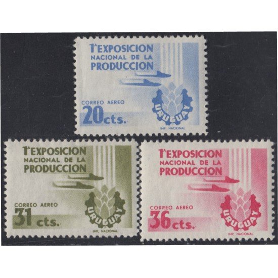Uruguay A- 147/149 1956 1º Exposición Nacional de la producción en Montevideo MNH