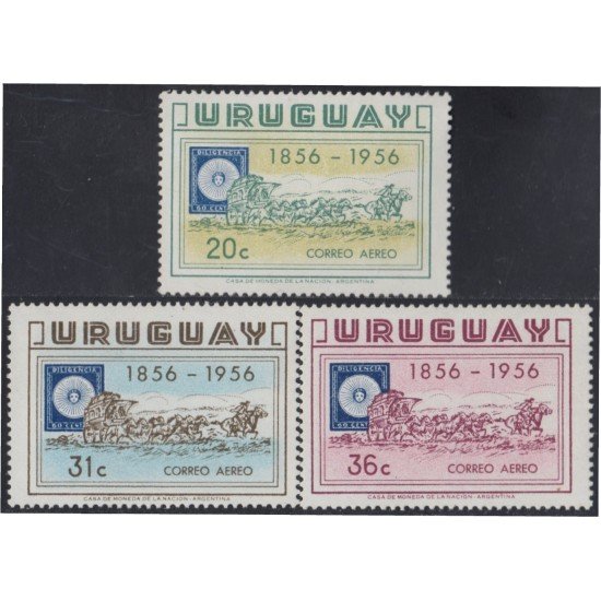 Uruguay A- 150/152 1956 Centenario del timbre MNH Uruguay A- 150/152 1956 Centenario del timbre MNH