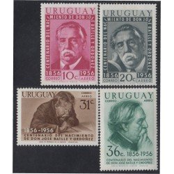 Uruguay A- 153/156 1956 Centenario del nacimiento de Don José Batlle y Ordoñez MNH