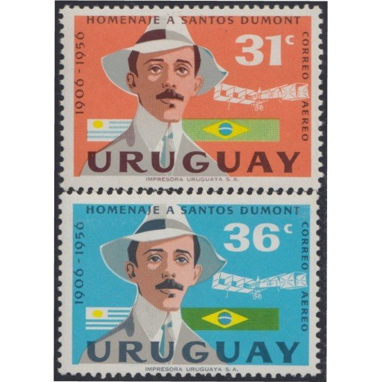 Uruguay A- 178/179 1959 50 Años del 1º vuelo en aeroplano de Santos Dumont MNH Uruguay A- 178/179 1959 50 Años del 1º vuelo en aeroplano de Santos Dumont MNH