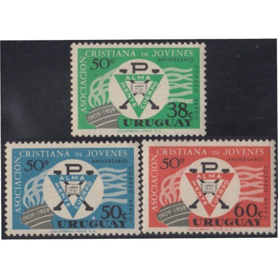 Uruguay A- 185/87 1959 50 Años de la Asociación Cristiana de Jóvenes MNH Uruguay A- 185/87 1959 50 Años de la Asociación Cristiana de Jóvenes MNH