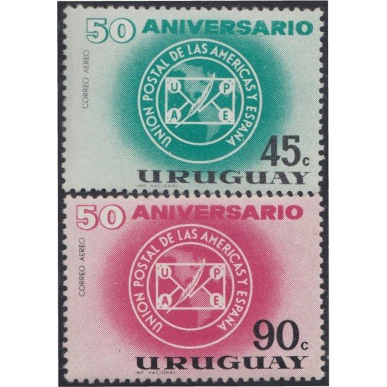 Uruguay A- 244/45 1963 50 Años de la Unión Postal de América MNH Uruguay A- 244/45 1963 50 Años de la Unión Postal de América MNH