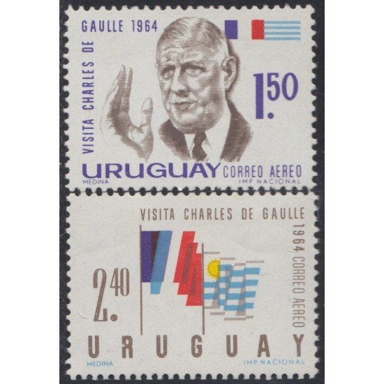Uruguay A- 250/51 1964 Visita del General Charles de Gaulle MNH Uruguay A- 250/51 1964 Visita del General Charles de Gaulle MNH
