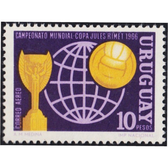 Uruguay A- 283 1966 Copa del mundo de fútbol en Londres MNH Uruguay A- 283 1966 Copa del mundo de fútbol en Londres MNH
