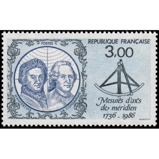 France Francia 2428 1986 250 aniv. de la medida del Meridiano por Maupertuis (Laponia) MNH France Francia 2428 1986 250 aniv. de la medida del Meridiano por Maupertuis (Laponia) MNH