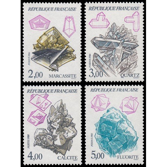 France Francia 2429/32 1986 Serie Naturaleza de Francia Minerales MNH