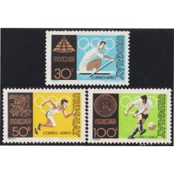 Uruguay A- 345/47 1969 Deportes Atletasl Juegos olímpicos de México MNH