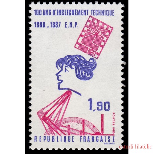 France Francia 2444 1986 Centenario de la enseñanza técnica Lujo