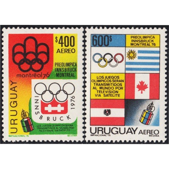 Uruguay A- 395/96 1975 Preolímpicos Innsbruck Montreal 1976 MNH Uruguay A- 395/96 1975 Preolímpicos Innsbruck Montreal 1976 MNH