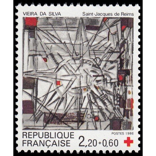 France Francia 2449 1986 Sorteo a favor de la Cruz Roja Vidrieras de St. Jacques de Reims MNH