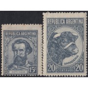 Argentina 447/48 1945 Timbres de 1943 sin marca de agua usados