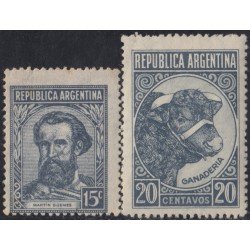 Argentina 447/48 1945 Timbres de 1943 sin marca de agua usados Argentina 447/48 1945 Timbres de 1943 sin marca de agua usados