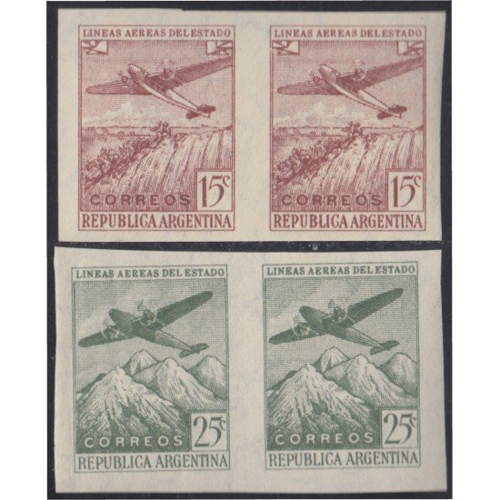 Argentina 467/68 1946 Pareja sin dentar Líneas Aéreas Argentinas Avión Airplane MNH Argentina 467/68 1946 Pareja sin dentar Líneas Aéreas Argentinas Avión Airplane MNH