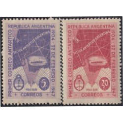 Argentina 485/86 1947 43 Años del primer correo Antártico Argentino MNH Argentina 485/86 1947 43 Años del primer correo Antártico Argentino MNH