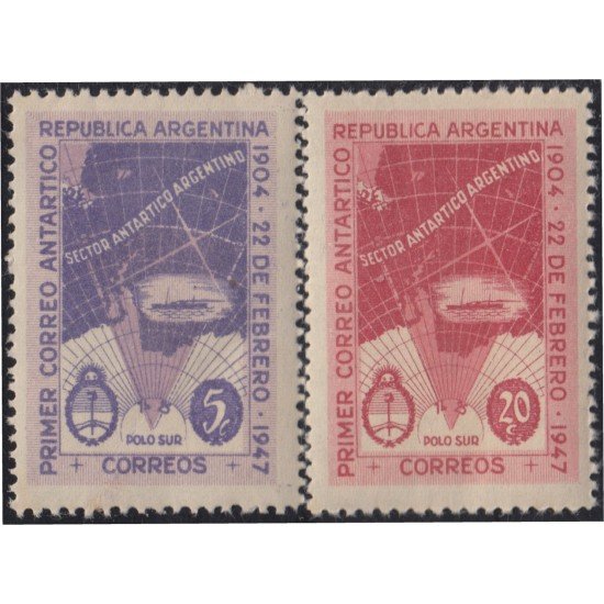 Argentina 485/86 1947 43 Años del primer correo Antártico Argentino MNH Argentina 485/86 1947 43 Años del primer correo Antártico Argentino MNH