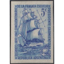 Argentina 488a 1947 Sin dentar 50 Años de la Fragata Presidente Sarmiento MNH Argentina 488a 1947 Sin dentar 50 Años de la Fragata Presidente Sarmiento MNH